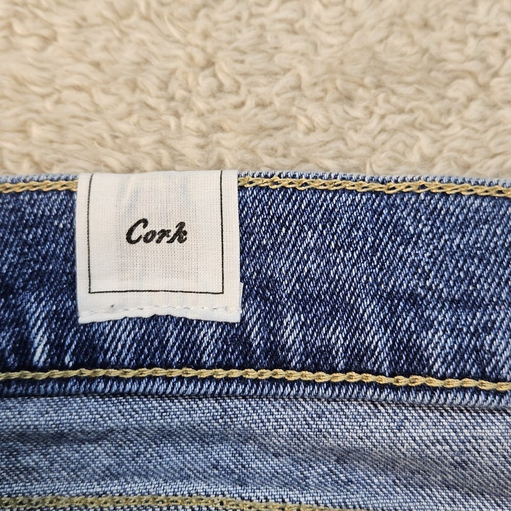 Frank & Eileen Cork Jeans Women 32 Slim Straight Raw Hem Medium Wash Denim - Picture 9 of 16